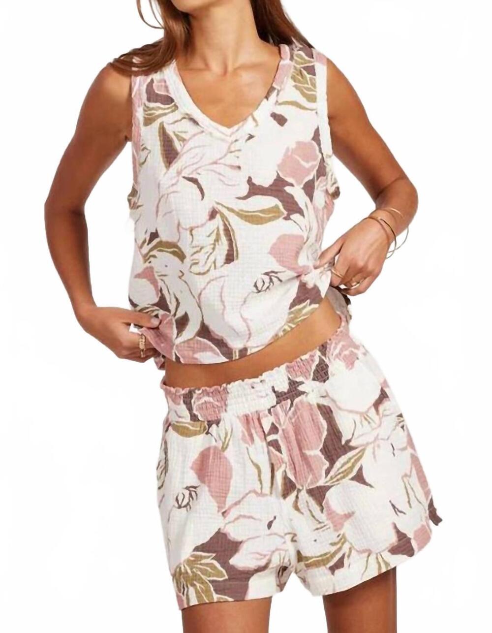 NEW BOBI faux fly smocked shorts in summer romance